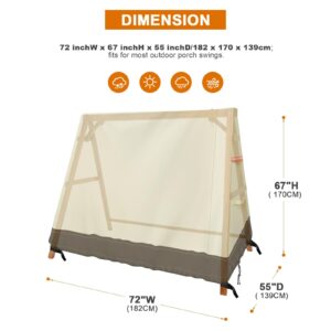 Outdoor Hammock Swing Cover A Frame 420D Waterproof Patio Porch Swing Chair Cover UV Resistant Weather Protector Patio Furniture Cover 72x67x55 Inch, Beige