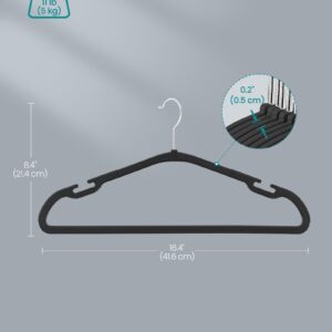 SONGMICS Clothes Hangers 50 Pack, Heavy-Duty Plastic Hangers, Coat Hangers with Wide Shoulder Notches, Pant Bar, 360° Swivel Hook, Space-Saving, 16.4 Inches, for Closet, Ink Black UCRP060B01