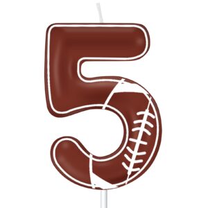 tondiamo football birthday number candles football birthday candle football candles for cake football cake topper for boys girls kids party supplies anniversary celebrations decorations(number 5)