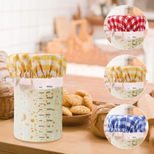 6pcs Jar Cloth Covers, Plaid Cloth Jar Covers Elastic Unbleached Cloth lid Reusable Sourdough Starter Bowl Cover Dough Basket Cover Preserving Lids for 3-4 Inch Jar Mouth Baking Supplies