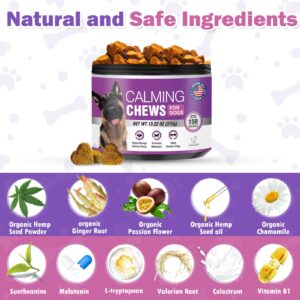 Hemp Calming Chews for Dogs 150PCs Dog Calming Treats and Bites with Hemp Oil - Anxiety and Stress Relief for Dogs Puppy Melatonin Sleep Aid Calm Dog, Noise, Thunder, Barking, Separation, Chewing