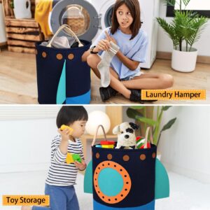 RareCi Laundry Hamper Large Rocket kids laundry basket with Carry Handle. Ideal for Toy Storage, Kids Laundry Hamper, Boys Hamper, Baby Laundry basket,Girls hampers for bedroom,Decor