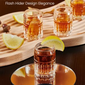 Kollea Set of 4 Shot Glasses, Flash Hider Shaped Shot Glass Set with Heavy Base, Whiskey Shot Cups for Tequila, Vodka, Spirits, Bourbon