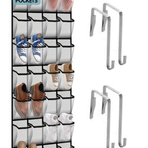 28 Compartment Breathable Mesh Pocket Over the Door Hanging Shoe Organizer, Closet Shoe Organizer, Large Men's and Women's Shoe Organizer, Hanging Over the Door Shoe Organizer (White)