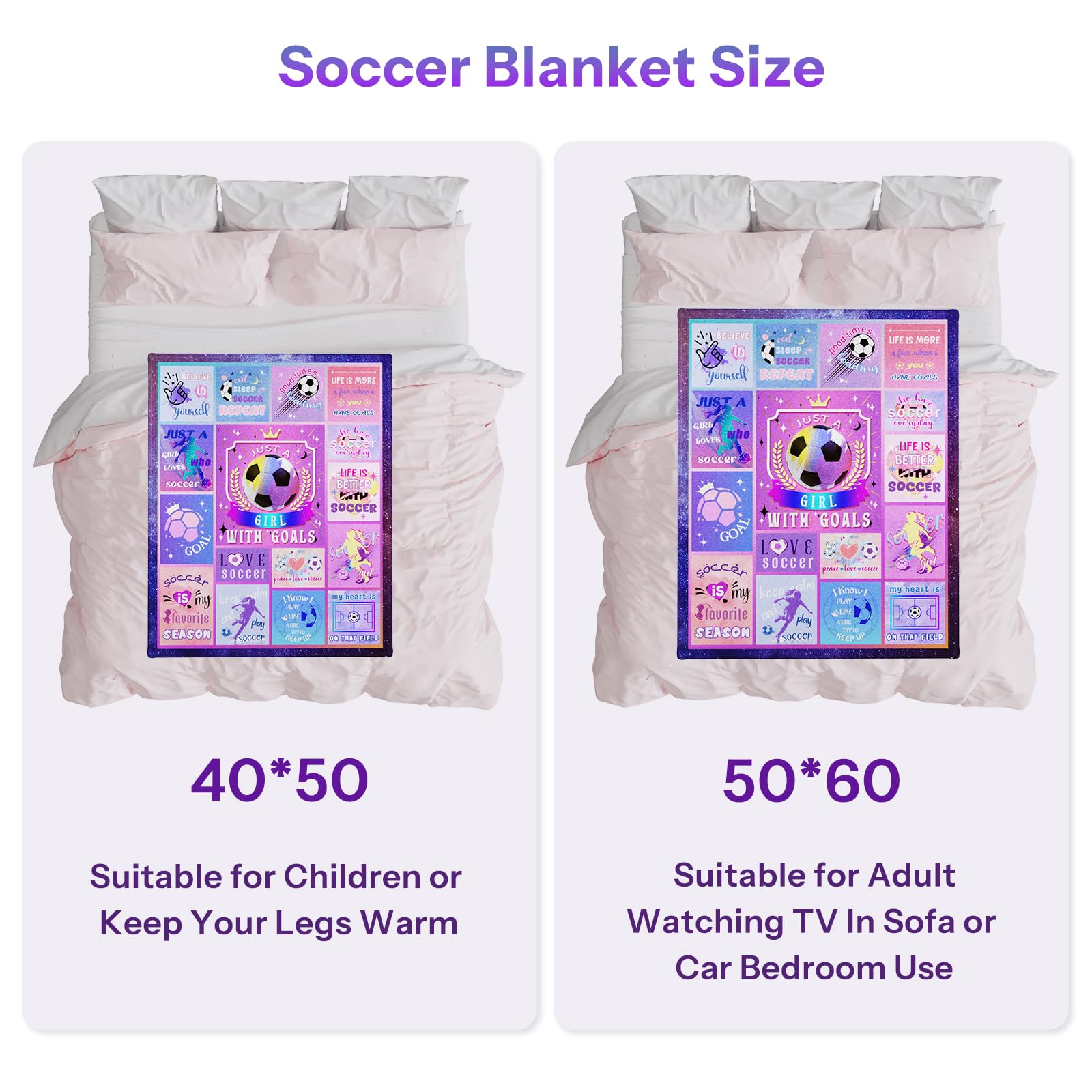 Soccer Gifts for Girls Gifts for Soccer Players Girls Soccer Blanket for Girls, Teen Girls Soccer Gifts, Soccer Lovers Gifts, Soccer Team Gifts 40"X50" Blanket, Christmas, Holiday, Thanksgiving Gifts