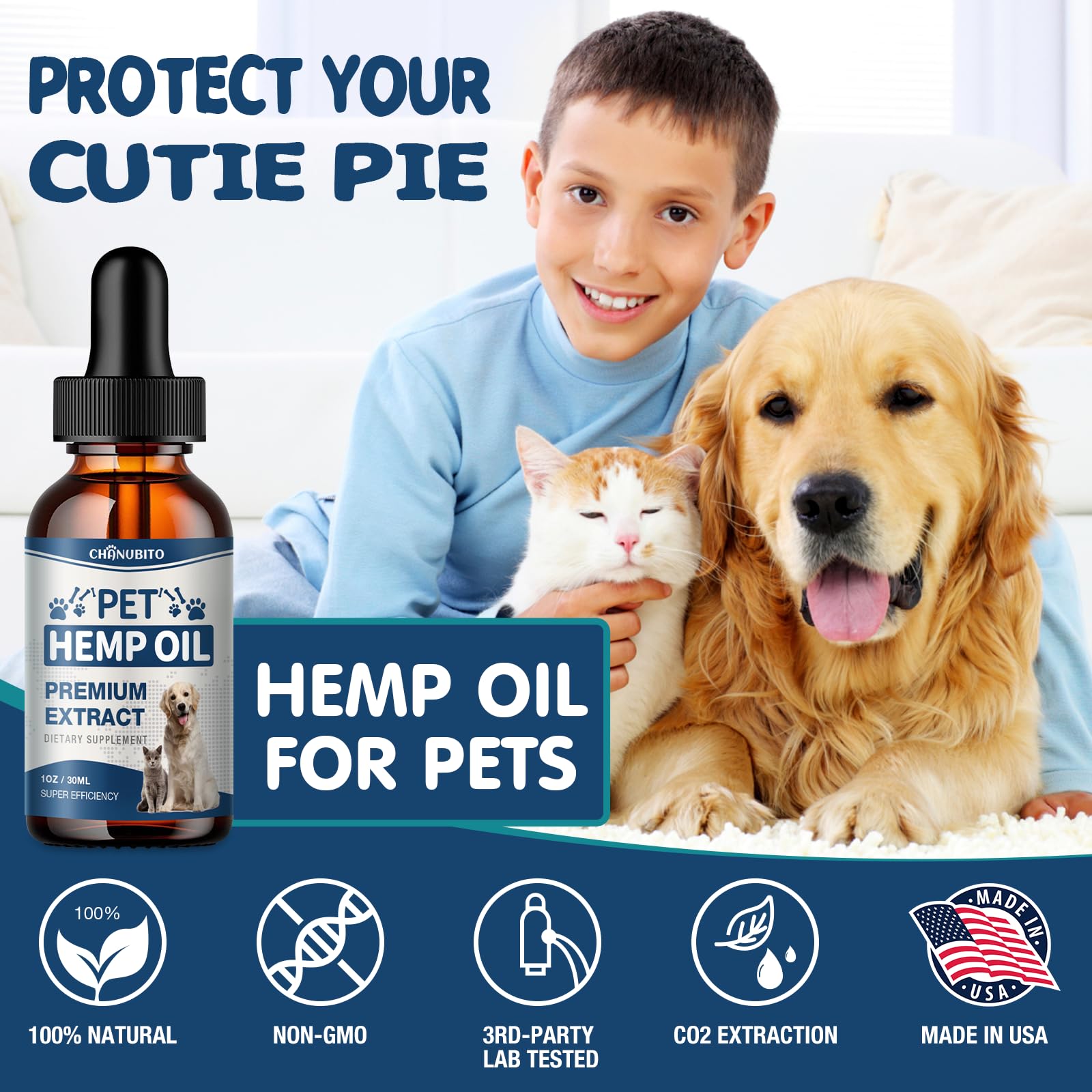 Hemp Oil for Dogs Cats -1 Pack - Relieves Anxiety and Promotes Appetite-Hiр & Jоint Suppоrt Skin Hеalth-Pet Hemp Oil Drops A70