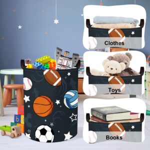 Clastyle 63L Large Sport Balls Kid Laundry Hamper with Handle for Boy Collapsible Clothes Toy Storage Basket with Lid for Bedroom Bathroom Nursery