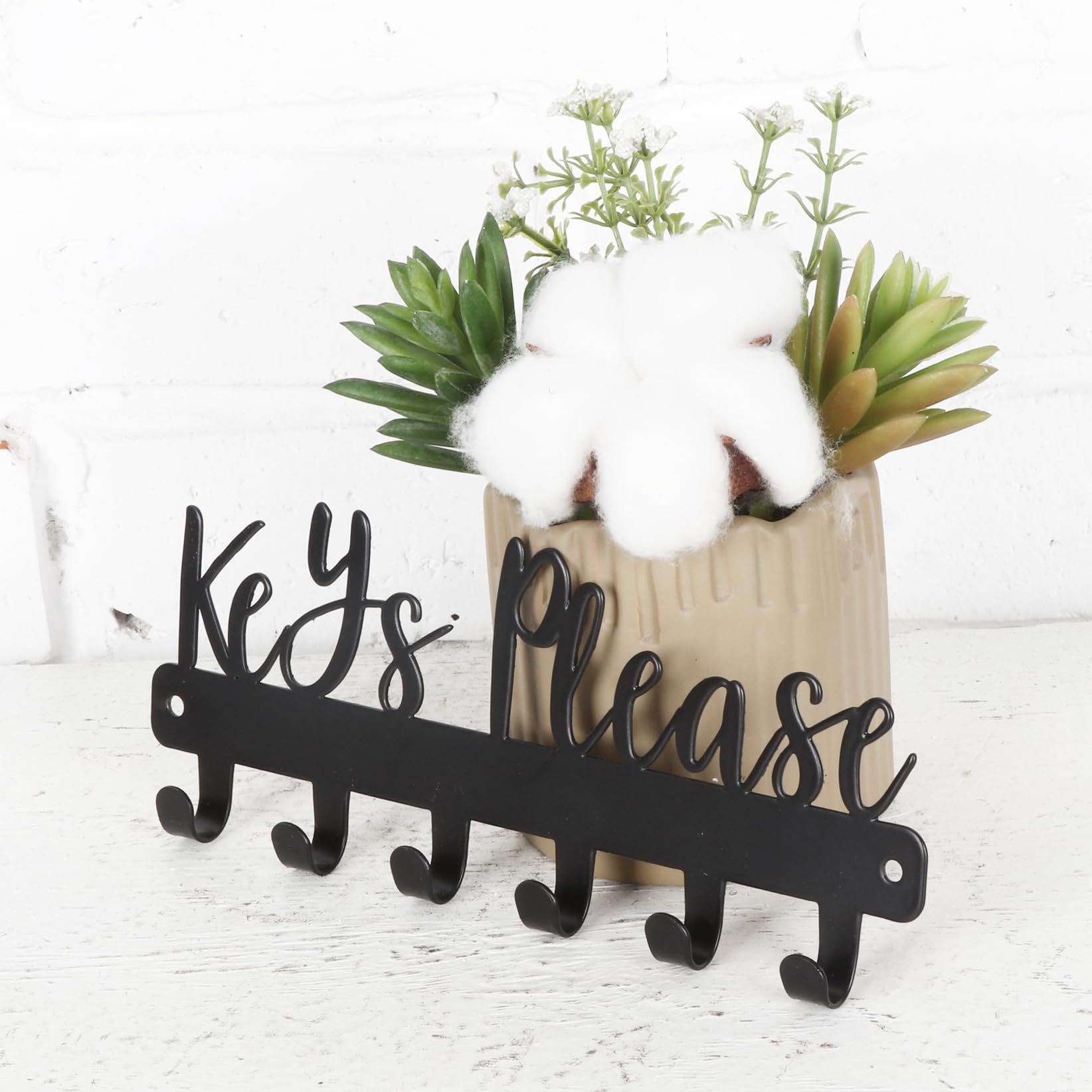 BITALYE Mini Keys Please Holder on Wall,Small Key Holder Wall Mounted,Black Metal Decorative Key Holder for Wall, Hallway,Entryway,Front Door,Office(7.28 x 2.95 inch)