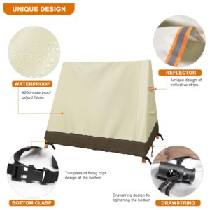 Outdoor Hammock Swing Cover A Frame 420D Waterproof Patio Porch Swing Chair Cover UV Resistant Weather Protector Patio Furniture Cover 72x67x55 Inch, Beige