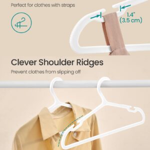 SONGMICS Clothes Hangers, Pack of 50, Plastic Hangers, with Wide Shoulder Notches, Space-Saving Coat Hangers, 16.4 Inches Wide, for Closet, Cloud White UCRP010W01