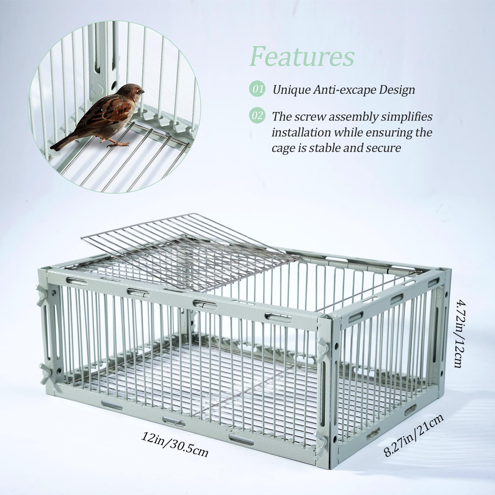 Bird Trap Cage with Escape-Proof,Bird Traps for Small Birds Live,Sparrow Trap,Portable,Easy Assembly and Unharmful.Made of Iron with Anti-Rust Paint A4