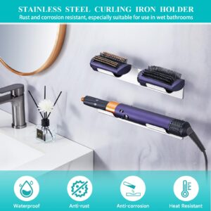 Curling Iron Holder Wall Mount, Straightener Holder, Adhesive Stainless Steels Hair Tool Organizer for Bathroom,Hair Tools Organizer Wall Mount