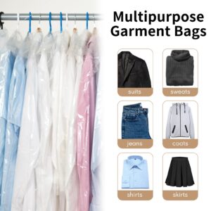 Ohuimrt 30 Pack Garment Bags for Hanging Clothes, Clear Plastic Dry Cleaning Bags Clothes Covers for Storage Suits, Shirts, Coats, 35.4 x 23.6 Inches