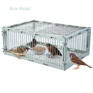 Bird Trap Cage with Escape-Proof,Bird Traps for Small Birds Live,Sparrow Trap,Portable,Easy Assembly and Unharmful.Made of Iron with Anti-Rust Paint A4