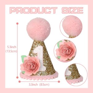 Dusty Pink 1st Birthday High Chair Floral Banner Decor Boho Floral 1st Birthday Hat Decorations 1st Birthday Cake Topper Baby Girl Banner Baby Shower Wall Hangings Decorative For Kids Bedroom