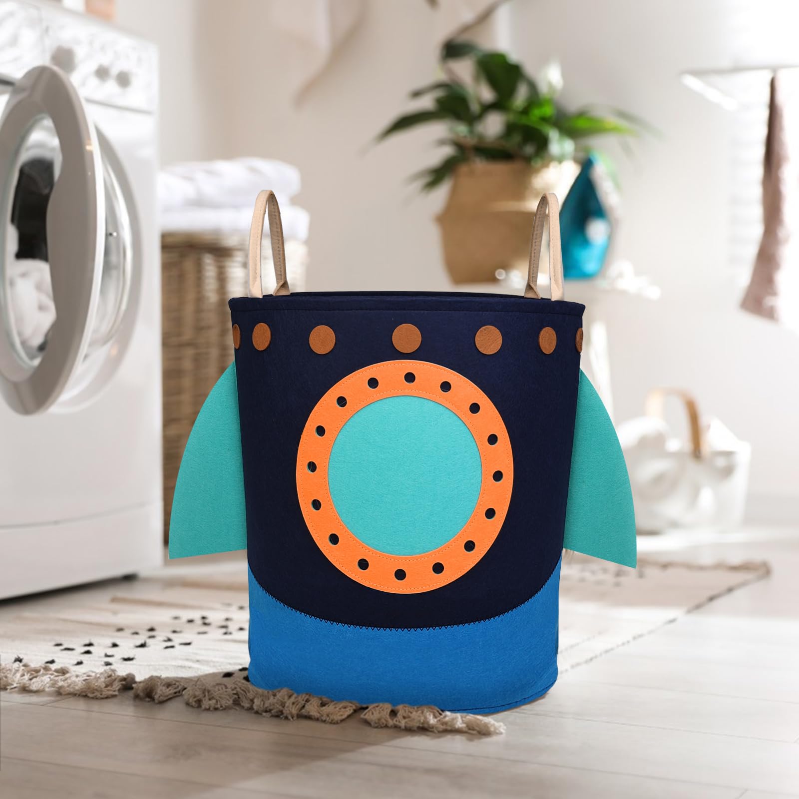 RareCi Laundry Hamper Large Rocket kids laundry basket with Carry Handle. Ideal for Toy Storage, Kids Laundry Hamper, Boys Hamper, Baby Laundry basket,Girls hampers for bedroom,Decor