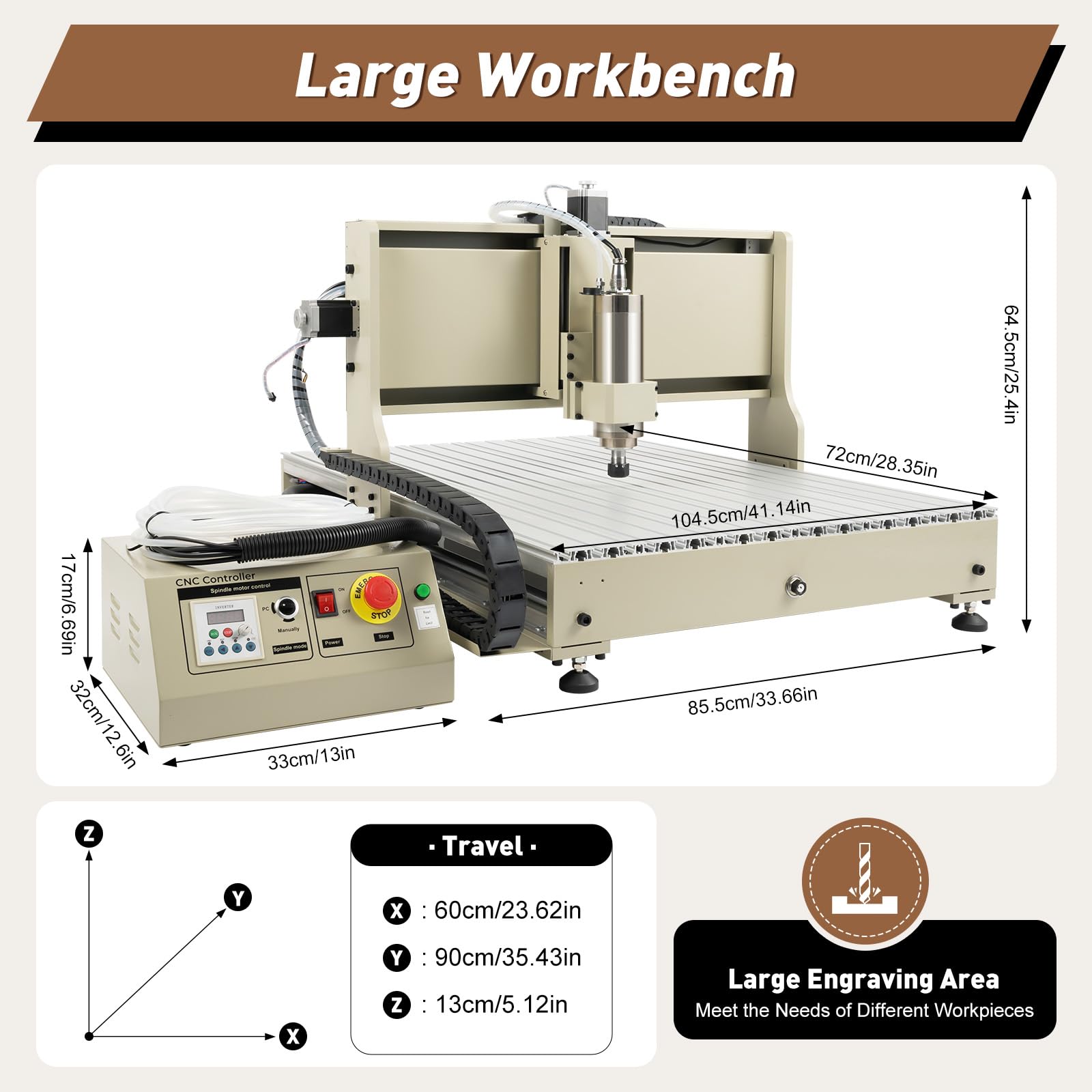 USB 4 Axis CNC 6090 Router Kit MACH3 Control +2.2KW CNC Router Small Wood Metal Engraving Milling Machine,3D Milling Engraving Machine with Controller for Wood Relief, Three-dimensional Carving