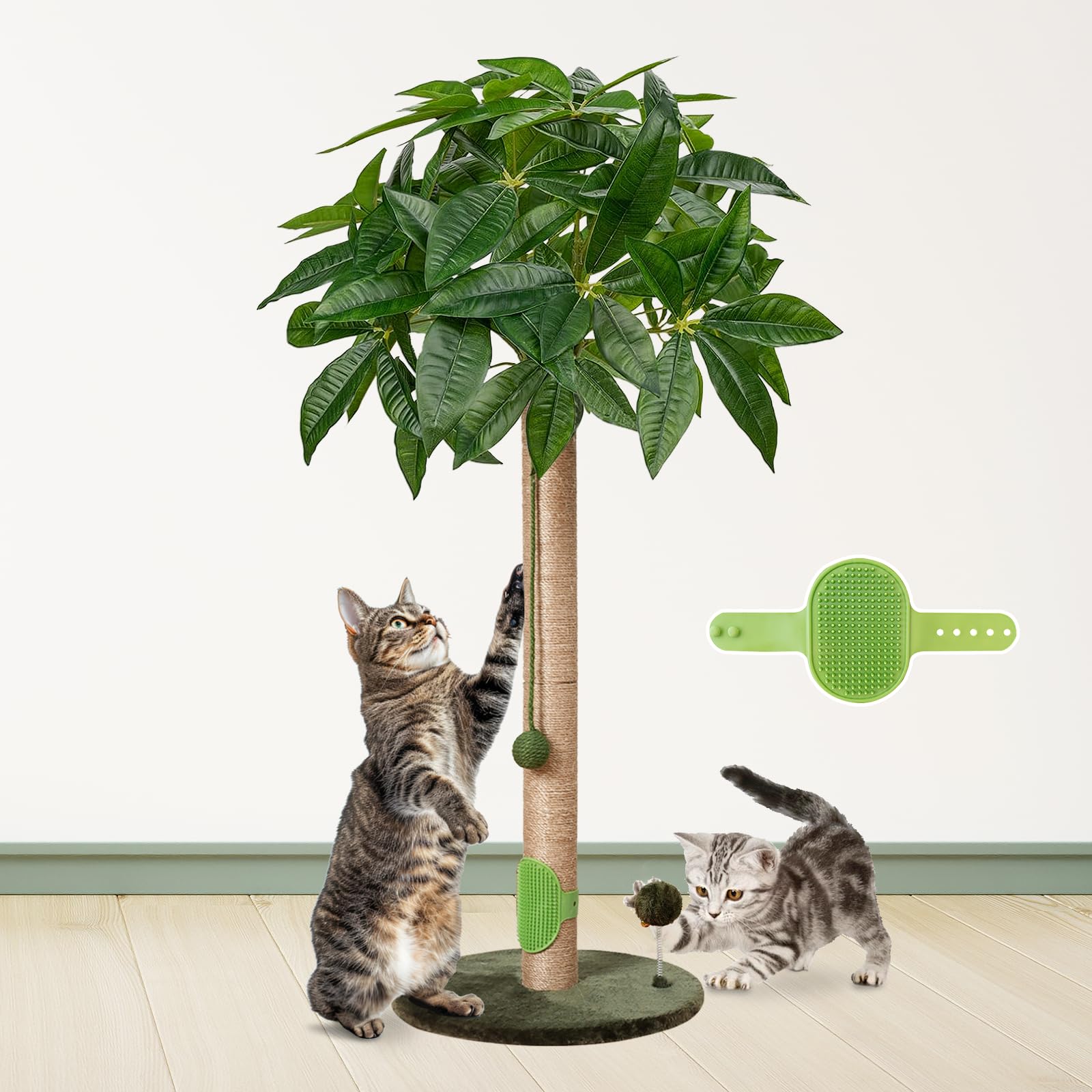 Cat Scratching Post 33" Scratching Posts for Indoor Cats Adults and Kitten, Cat Scratching Post Tall with Sisal Rope, Cute Cat Tree Scratching Post with Hanging Ball