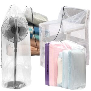 6 Pack Extra Large Clear Drawstring Plastic Bags, 2 Sizes Big Giant Storage Bags 47x71 Inches and 35x47 Inches, Dust Covers Drawstring Plastic Bags for Luggage, Suitcase, Furniture, Reusable