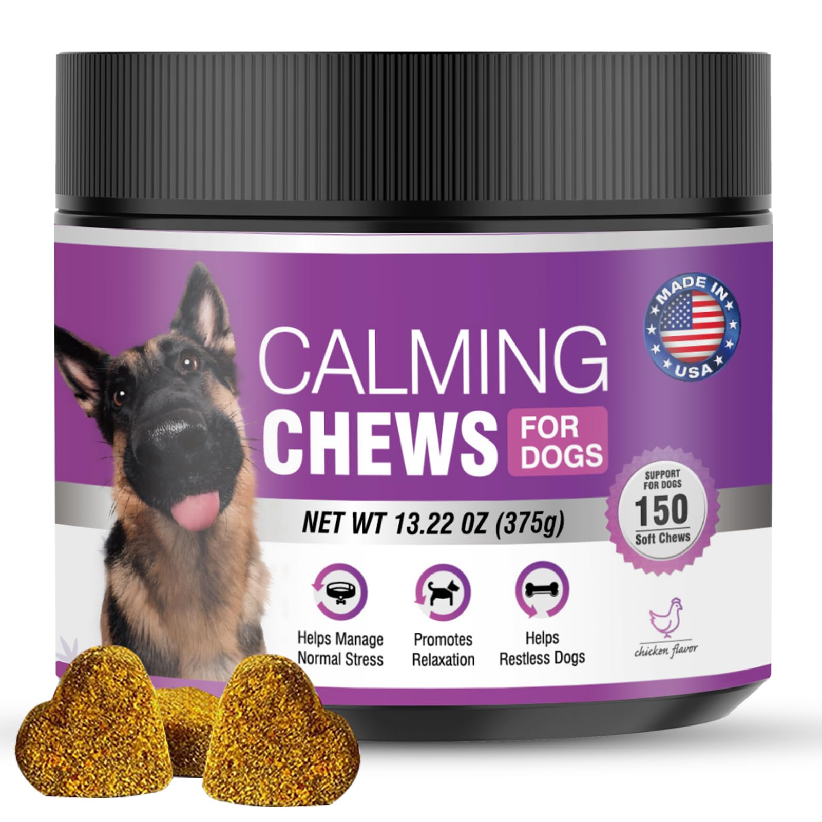 Hemp Calming Chews for Dogs 150PCs Dog Calming Treats and Bites with Hemp Oil - Anxiety and Stress Relief for Dogs Puppy Melatonin Sleep Aid Calm Dog, Noise, Thunder, Barking, Separation, Chewing