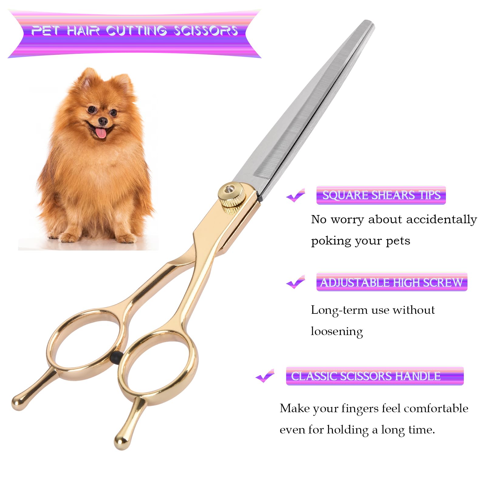 Grooming Kit for Dogs at Home, Fcysy Hair Scissors Thinning Shears Set for Dog Cat Pet Grooming, Curved Grooming Scissors Cat Trimming Scissors Tijeras para Cortar Pelo De Perros, Pet Grooming Tools