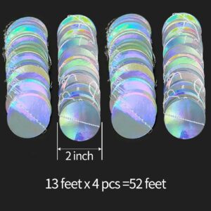 Fecedy 4 Pack Holographic Circle Shiny Garlands Iridescent Banner Hanging Streamer for Baby Shower Graduation Wedding Birthday Party Decoration