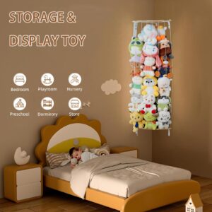 Stalishare Kids Stuffed Animal Storage, Wood Floating Corner Wall Mounted Shelves for Kids Room, Adjustable Length Corner Wall Shelf Toy Organizer Kids Furniture for Bedroom