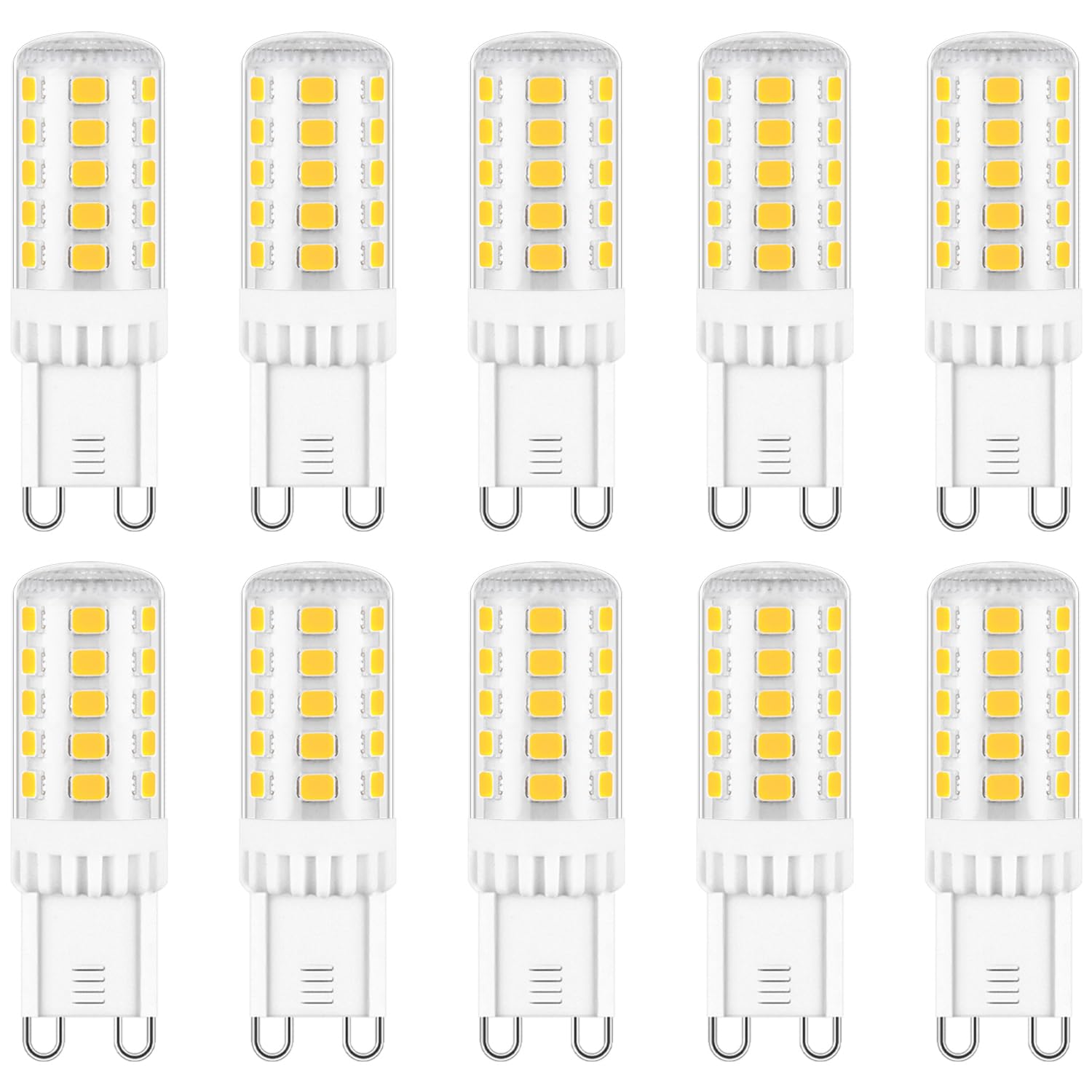 Maelsrlg G9 LED Bulb Dimmable, 40 Watt Equivalent, Warm White 3000K, T4 4W 400lm, G9 Bi-Pin Base Light Bulbs for Chandelier, Vanity, 10-Pack