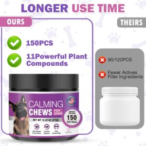 Hemp Calming Chews for Dogs 150PCs Dog Calming Treats and Bites with Hemp Oil - Anxiety and Stress Relief for Dogs Puppy Melatonin Sleep Aid Calm Dog, Noise, Thunder, Barking, Separation, Chewing