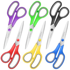 scissors bulk of 6-pack, taotree 8" scissors all purpose comfort grip sharp scissor for office school supplies, classroom student teacher craft sewing fabric scissor, paper cutter, scrapbook supplies