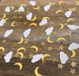 100pcs moon star table confetti,baby shower table decorations for over the moon baby shower wedding birthday party