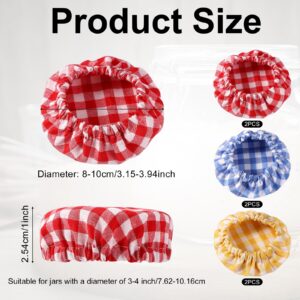 6pcs Jar Cloth Covers, Plaid Cloth Jar Covers Elastic Unbleached Cloth lid Reusable Sourdough Starter Bowl Cover Dough Basket Cover Preserving Lids for 3-4 Inch Jar Mouth Baking Supplies