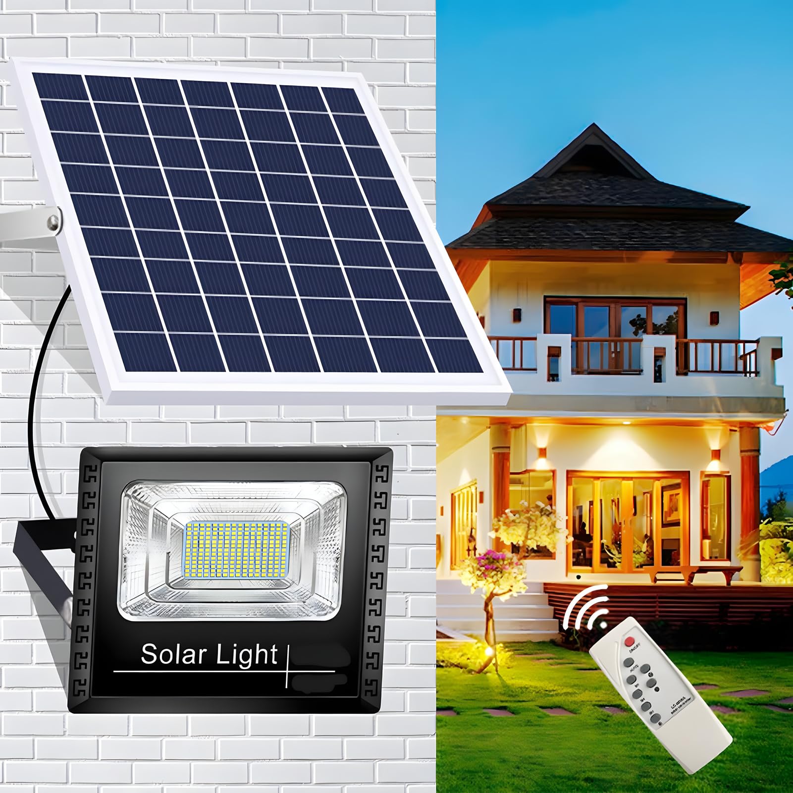 DuBom 100W-800W Solar Flood Light Outdoor Remote,6000K Bright LED,IP67 Waterproof Solar Power Security Light Auto On/Off Dusk to Dawn for Yard, Gazebo, Shed, Barn, Porch, Patio, Garage, Garden (150w)