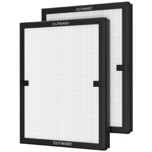 2 pack e-200 h13 hepa air filter compatible with lunino e-200 air purifier filter replacement 3 stage strong and efficient filtration for lunino home large room up to 1740sq.ft