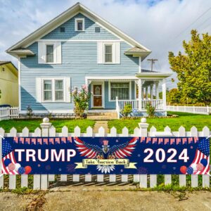 Ufocusmi Trump 2024 Flag Donald Trump 2024 Yard Sign Take America Back Banner Garden Outdoor Decorations 8.2 x 1.5 ft