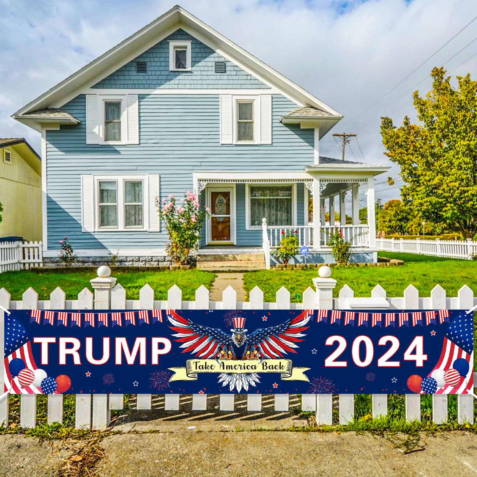 Ufocusmi Trump 2024 Flag Donald Trump 2024 Yard Sign Take America Back Banner Garden Outdoor Decorations 8.2 x 1.5 ft