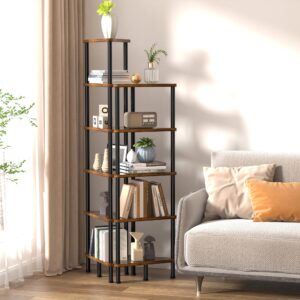 Lifenite Corner Shelf Stand, 5 Tier Corner Bookshelf with Storage, Corner Bookcase for Small Spaces, DIY Stackable Bookshelf, Corner Display Plant Stand, Bathroom, Living Room, Kitchen, Home Office