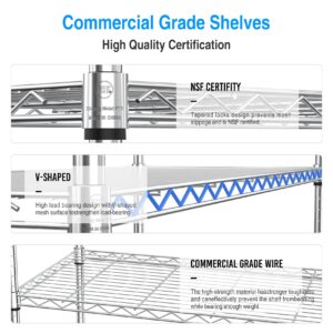 KOZYSFLER 3 Tier Wire Shelving Unit, 1050 LBS NSF Height Adjustable Metal Garage Storage Shelves, Heavy Duty Storage Wire Rack Metal Shelves - Chrome