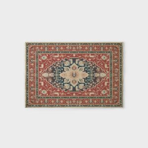 EVERGRACE Faux Wool Area Rugs 2'x 3' Boho Medallion Rugs for Living Room Indoor Outdoor Rugs for Bedroom Dining Room Entryway Kitchen Low Pile Washable Floor Mat Carpet, Terracotta