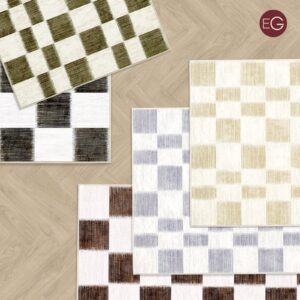 EVERGRACE Checkered Plaid Area Rug 3x5, Soft Faux Wool Rugs Washable Anti Slip Rugs Small Rug Carpet for Entryway Bedroom Living Room Hallway Kitchen Dining Room and Laundry Room, Beige