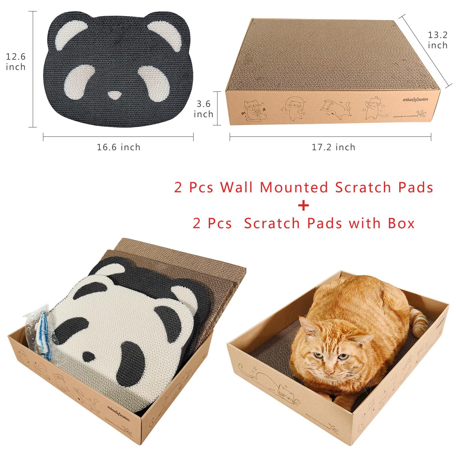 4 Packs in 1 Cat Scratcher Wall Mounted,2 PCS Cute Cat Scratch Pad with Box for Cats Nail File，Couch Protector Scratching Posts for Indoor Cats Adults Cat