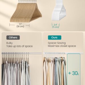 SONGMICS Clothes Hangers, Pack of 50, Plastic Hangers, with Wide Shoulder Notches, Space-Saving Coat Hangers, 16.4 Inches Wide, for Closet, Cloud White UCRP010W01