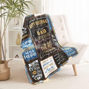 Dad Birthday Gift Blanket 60" X 50", Birthday Gifts for Dad from Daughter, Dad Gifts for Birthday, Father Birthday Gifts Ideas, Daddy Birthday Gifts from Son, Happy Birthday Dad Gifts from Kids