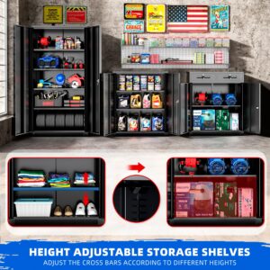 Superday Locking Metal Cabinet, 36"×32"×16" Lockable Steel Storage Cabinet with 2 Doors and 2 Shelves, Small Metal Utility Cabinet Closet for Home Office File Pantry Garage (Black)