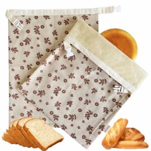 2 pack reusable beeswax bread bags,bread bags for homemade bread,cotton beeswax bread bag to keep fresh,sourdough bread bags