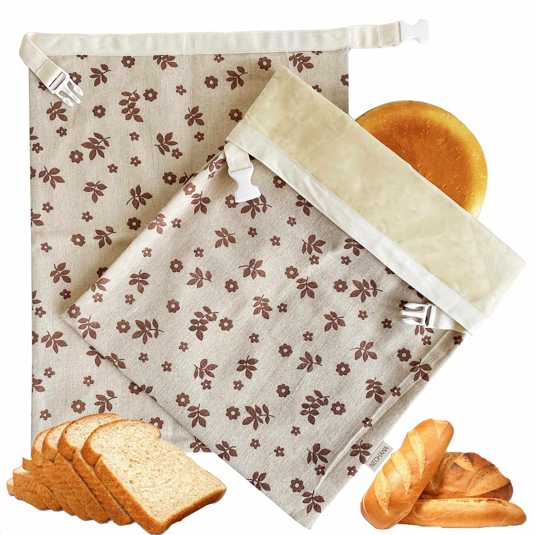 2 Pack Reusable Beeswax Bread Bags,Bread Bags for Homemade Bread,Cotton Beeswax Bread Bag to Keep Fresh,Sourdough Bread Bags