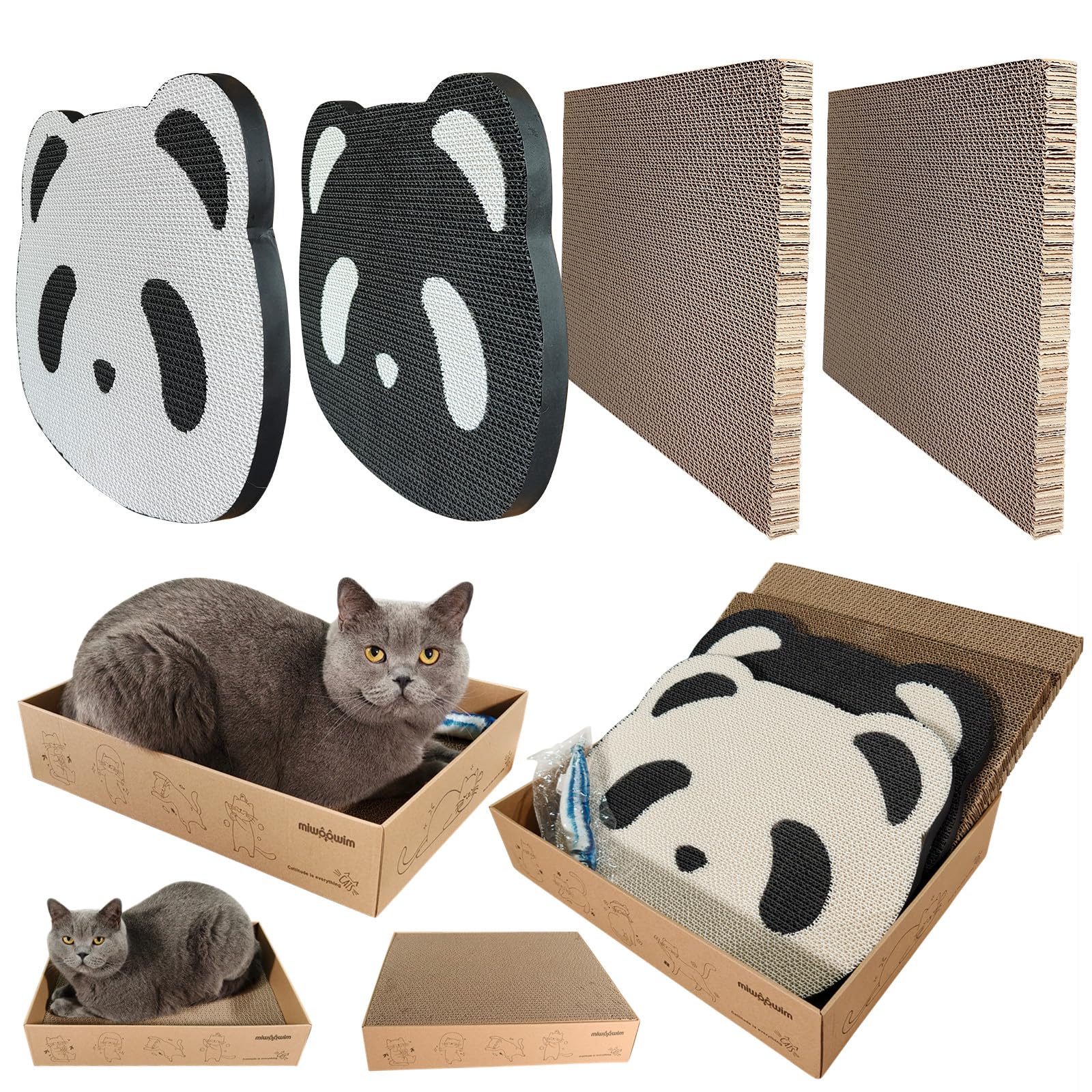 4 Packs in 1 Cat Scratcher Wall Mounted,2 PCS Cute Cat Scratch Pad with Box for Cats Nail File，Couch Protector Scratching Posts for Indoor Cats Adults Cat