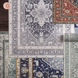 EVERGRACE Faux Wool Area Rugs 2'x 3' Boho Medallion Rugs for Living Room Indoor Outdoor Rugs for Bedroom Dining Room Entryway Kitchen Low Pile Washable Floor Mat Carpet, Terracotta