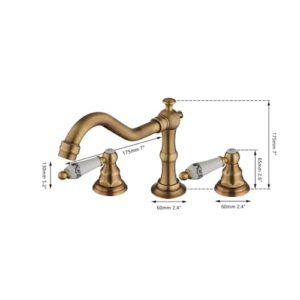 MIYANXI Bathroom Basin Faucet Tap Double Handles Deck Mounted Bathtub Faucets 3 pcs Hot Cold Water Mixer Brass Chrome Taps,Kitchen Sink Faucet, WJ5501