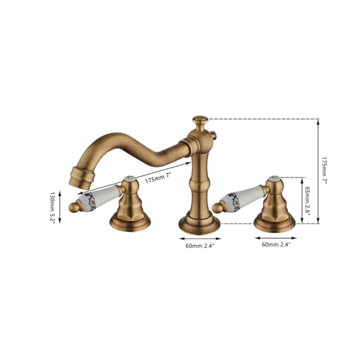 MIYANXI Bathroom Basin Faucet Tap Double Handles Deck Mounted Bathtub Faucets 3 pcs Hot Cold Water Mixer Brass Chrome Taps,Kitchen Sink Faucet, WJ5501